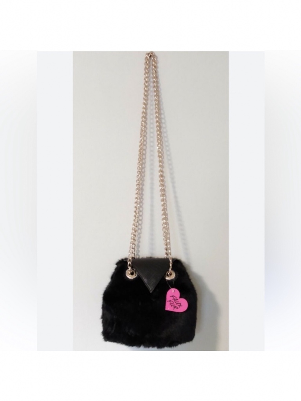 Betsey Johnson Black Faux Fur Bag hoot hoot